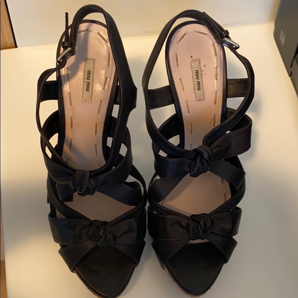 Miu Miu Black Platform Sandals - image 2